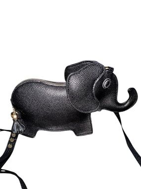 Whimsical Elephant Crossbody Wristlet Faux Pebble Leather